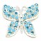Blue Rhinestone Butterfly Brooch Pin Silver Accent For Costumes DIY 2 1/4 Inch X 1 3/4 Inch